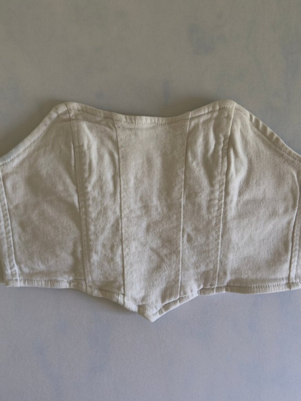 Adika Creamy White Strapless Denim Corset Top